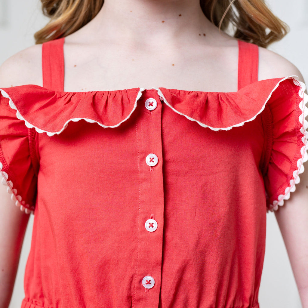 Hope & Henry Organic Button Front Ruffle Sundress | Playroom Avenue