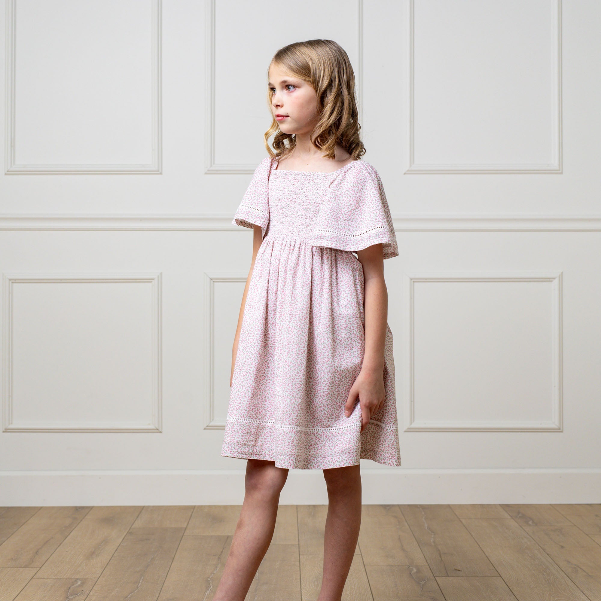 Hope & Henry Organic Smocked Bell Sleeve Dress | Playroom Avenue