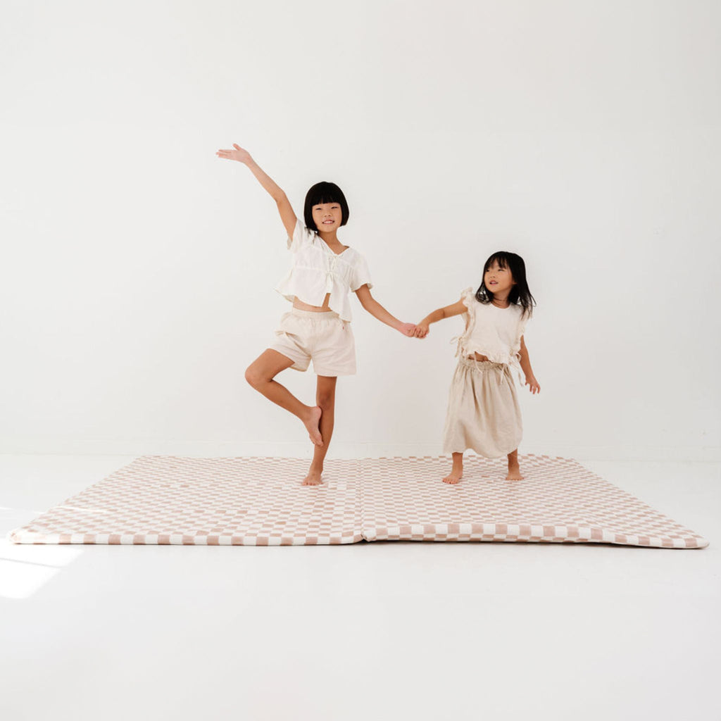 Toki Kids Checker Toffee Vegan Leather Mat | Playroom Avenue