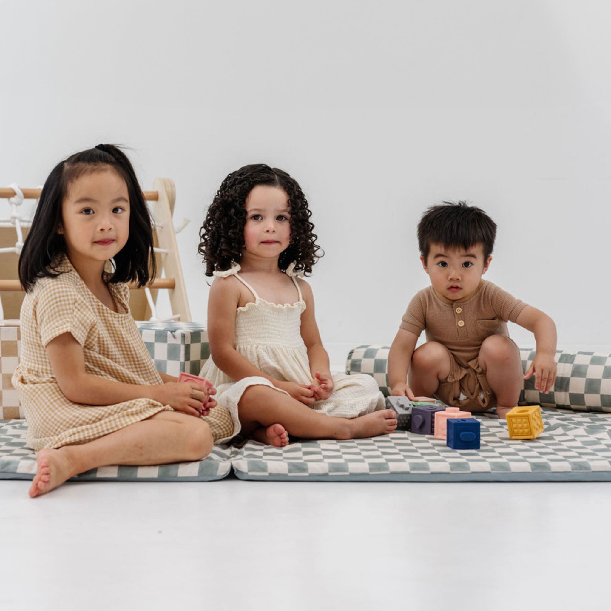 Toki Kids Checker Matcha Organic Cotton Mat - Playroom Avenue