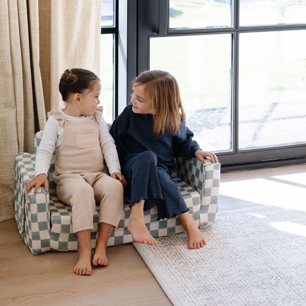Toki Kids Checker Matcha Play Couch | Playroom Avenue