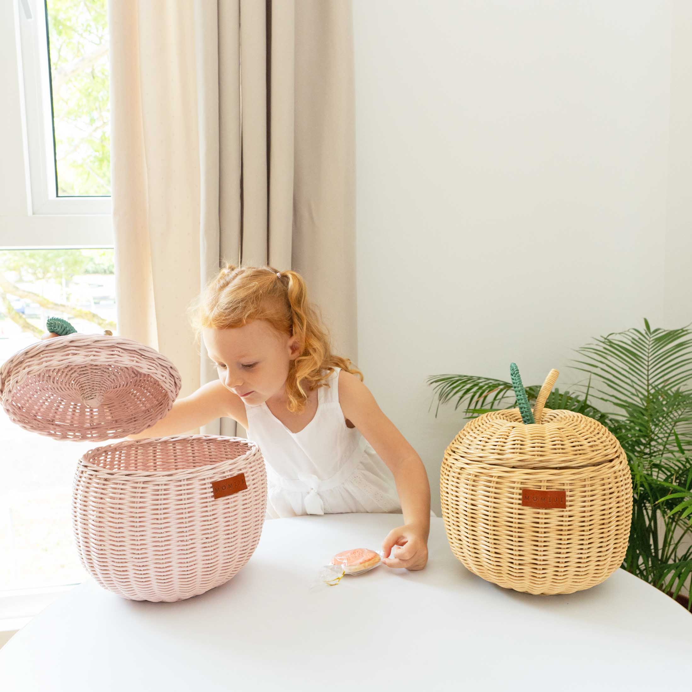 Momiji Apple Storage Basket Small - Pink | Playroom Avenue