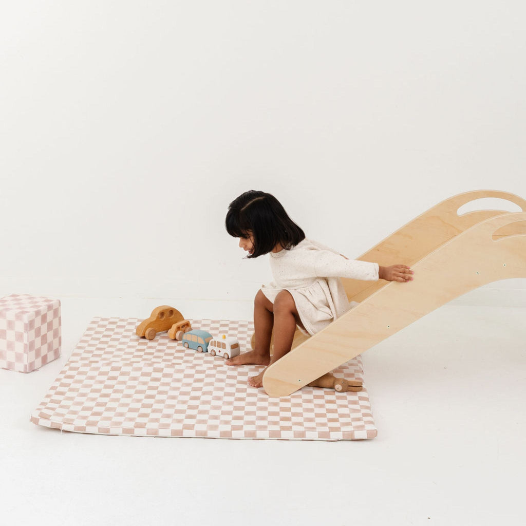 Toki Kids Checker Toffee Vegan Leather Mat | Playroom Avenue