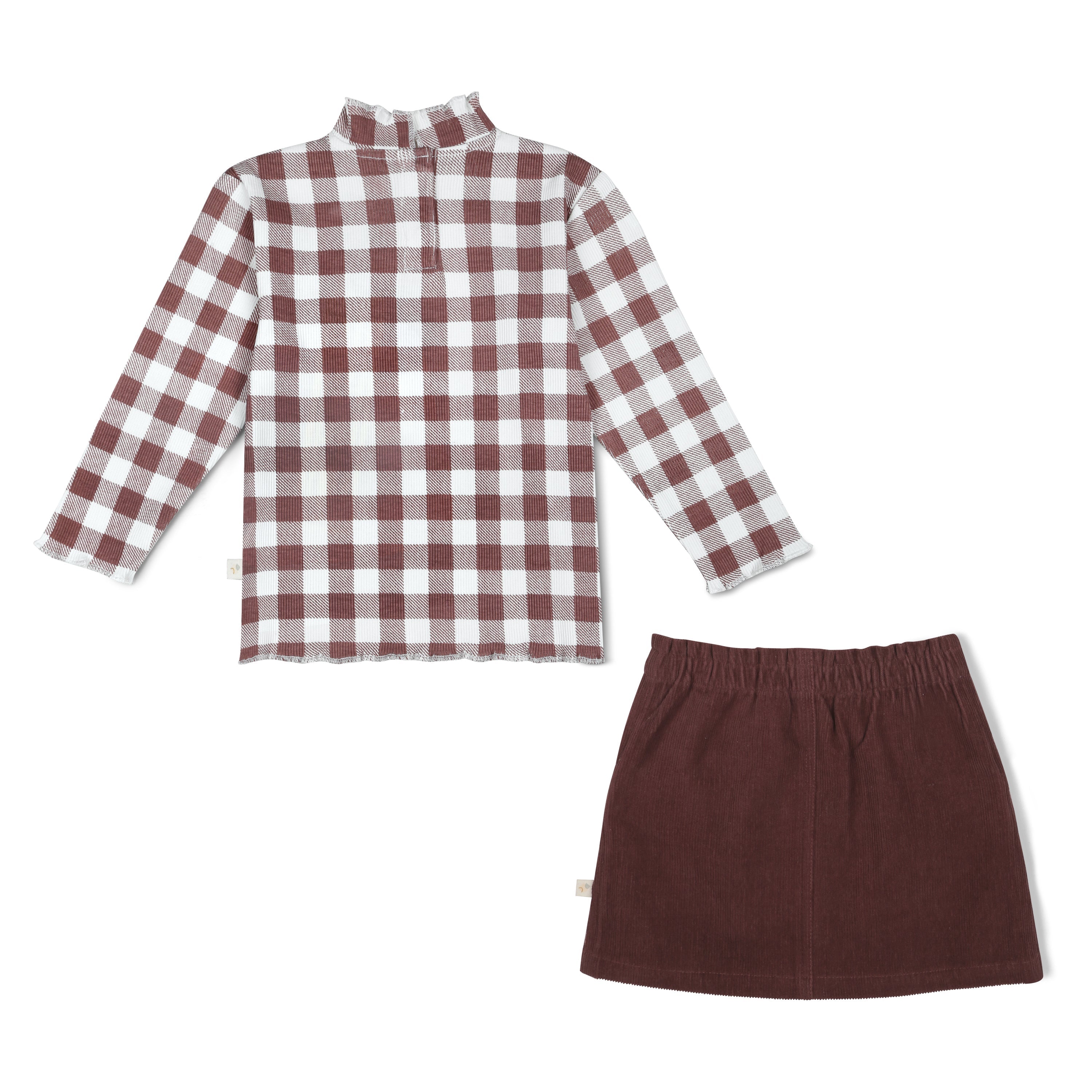 Makemake Organics Organic Tee and Corduroy Skirt Set - Plum