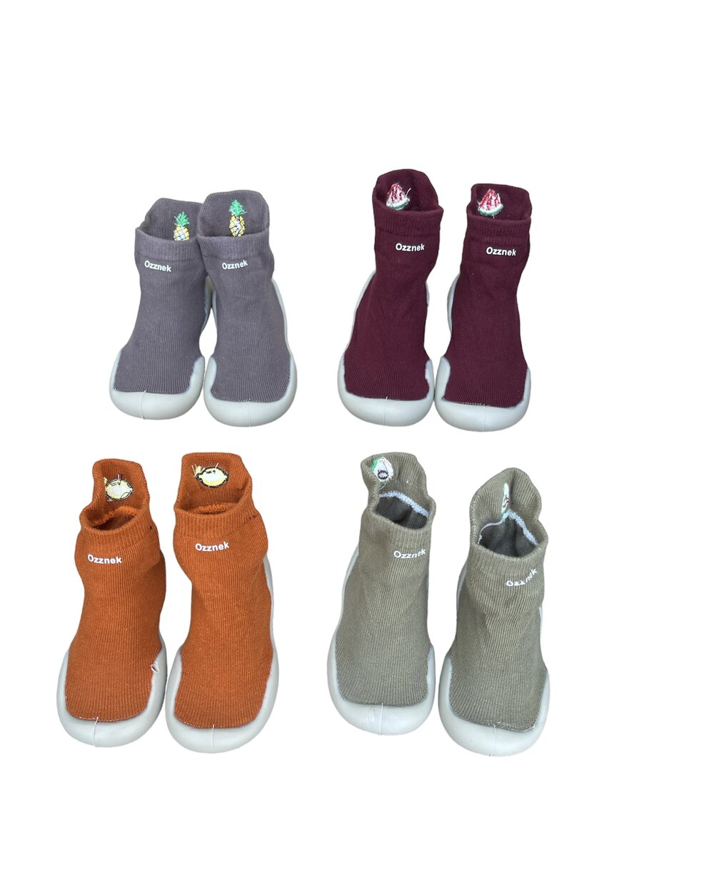 Ozznek Shoes Organic Cotton Sock Shoes – Flexible, Non-Slip Baby Socks - Fruity | Playroom Avenue