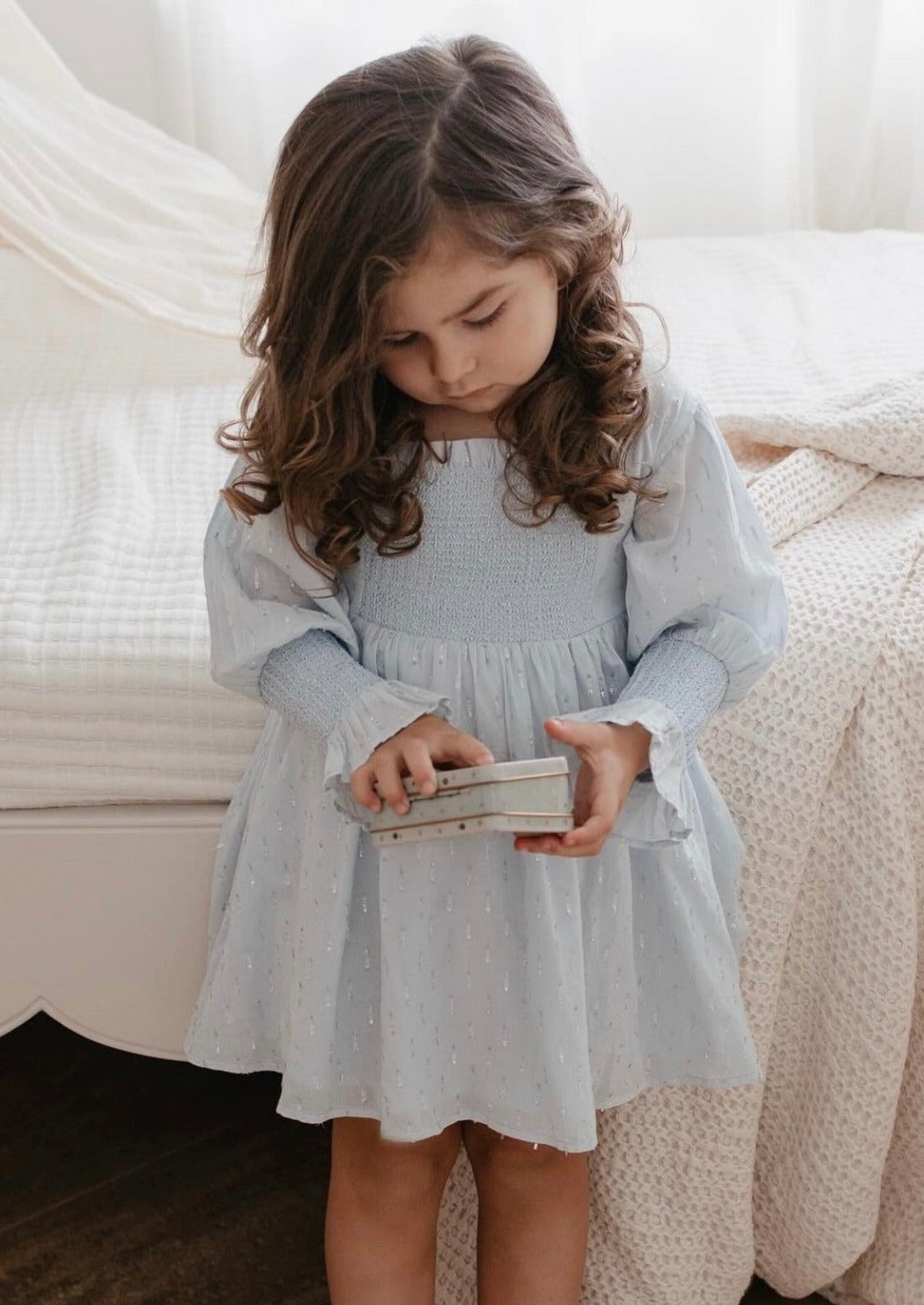 La Petit Lapin Harlow | Cotton Sparkle Dress | Baby Blue | Playroom Avenue