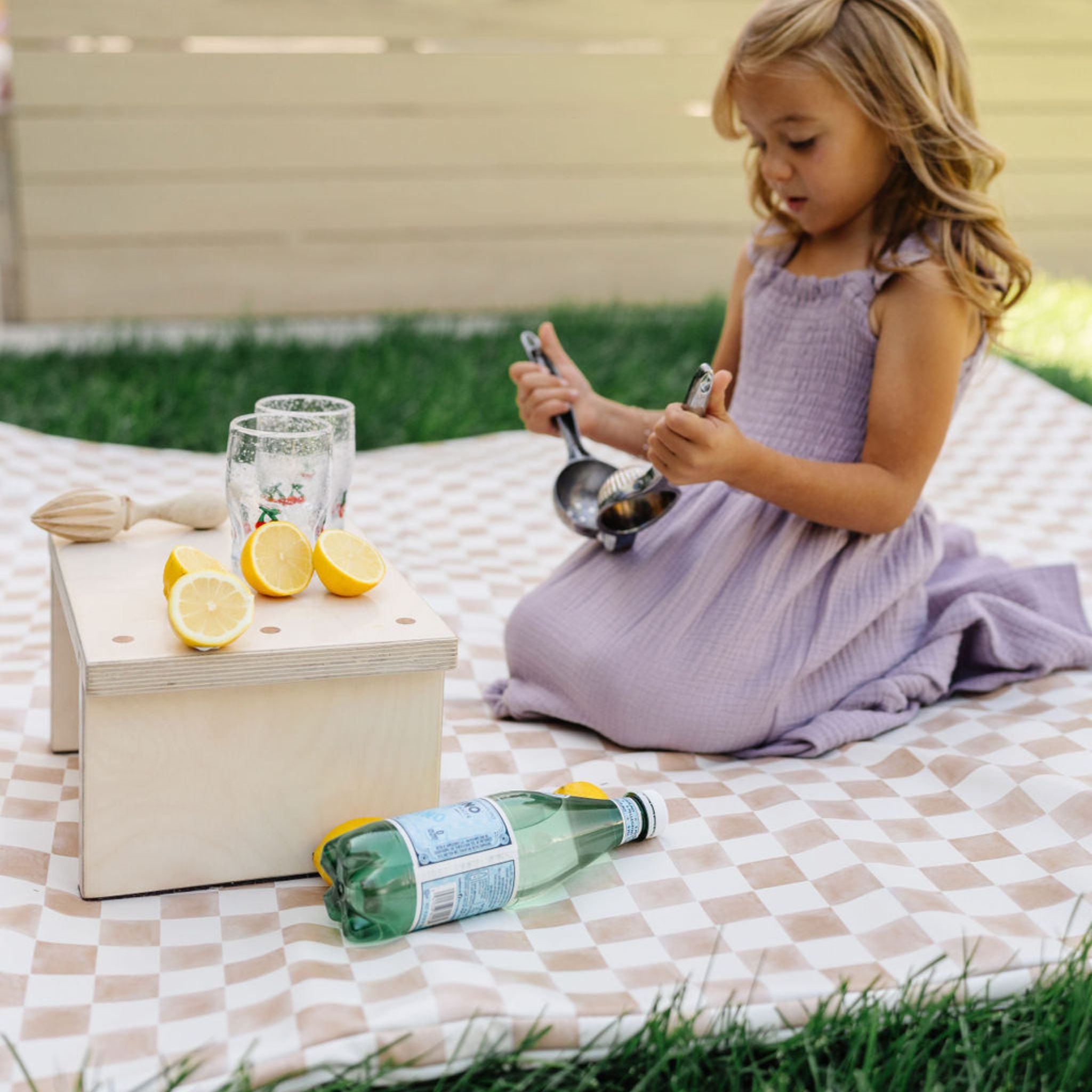 Toki Kids Checker Toffee Vegan Leather Mat | Playroom Avenue