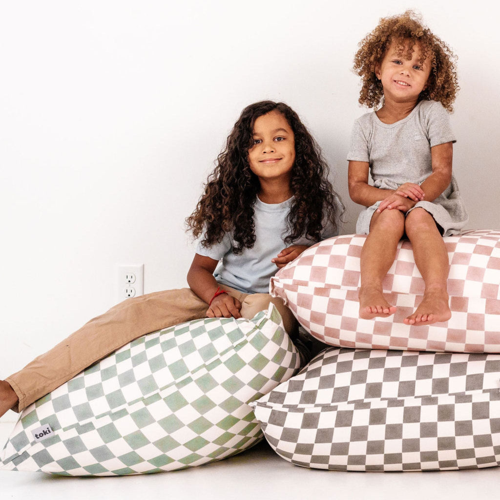 Toki Kids Checker Matcha Bean Bag | Playroom Avenue