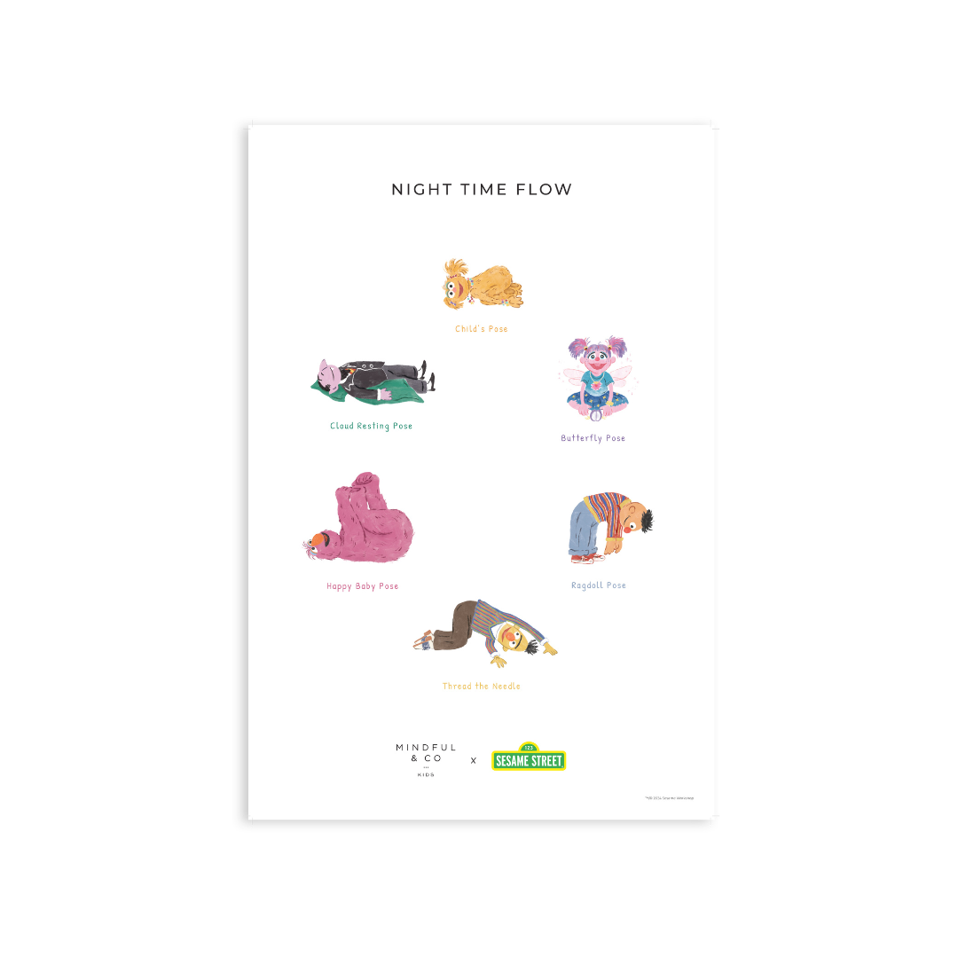 Mindful And Co Double-Sided Sesame Street Yoga Poses Print - Playroom Avenue