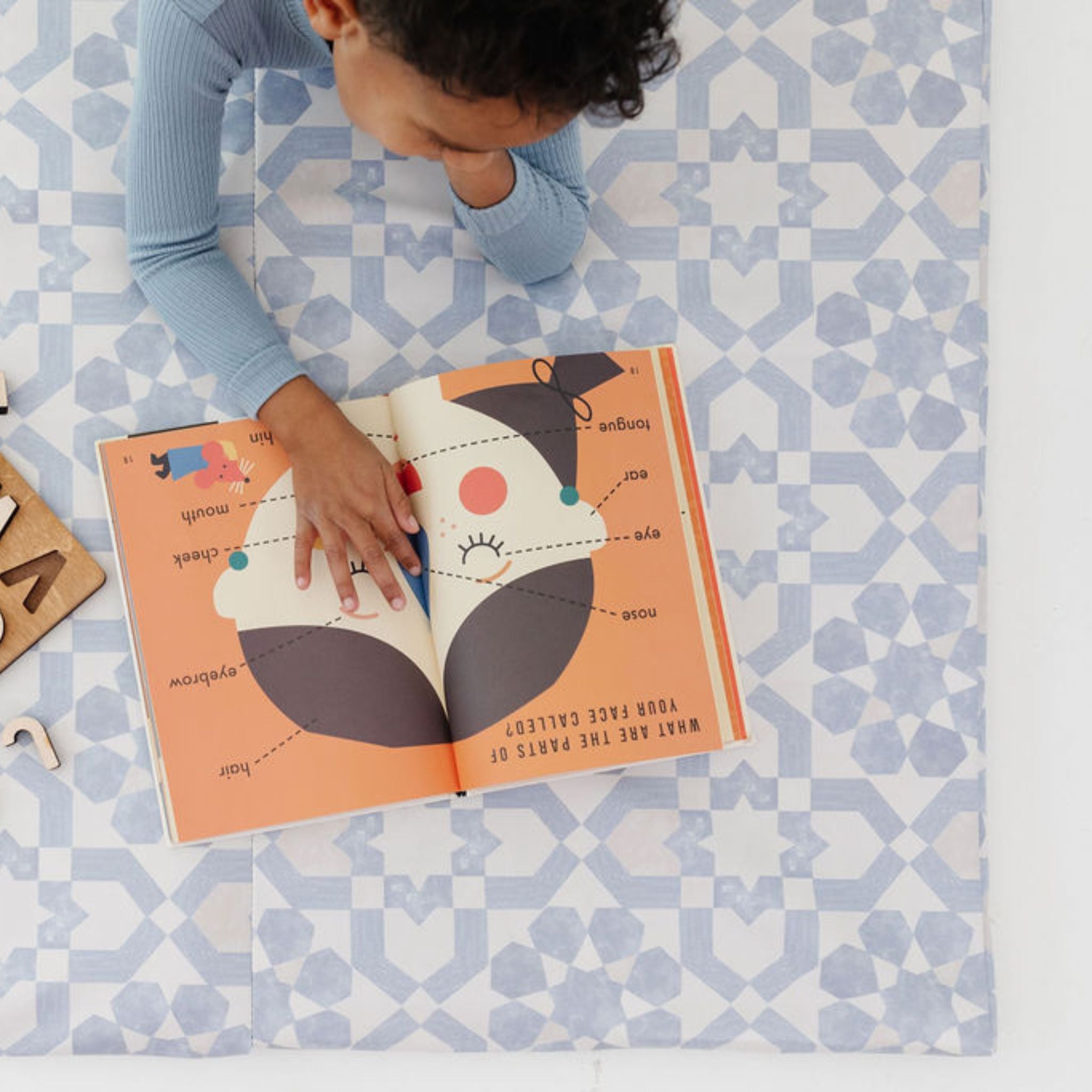 Toki Kids Blue Tile Vegan Leather Mat - Playroom Avenue