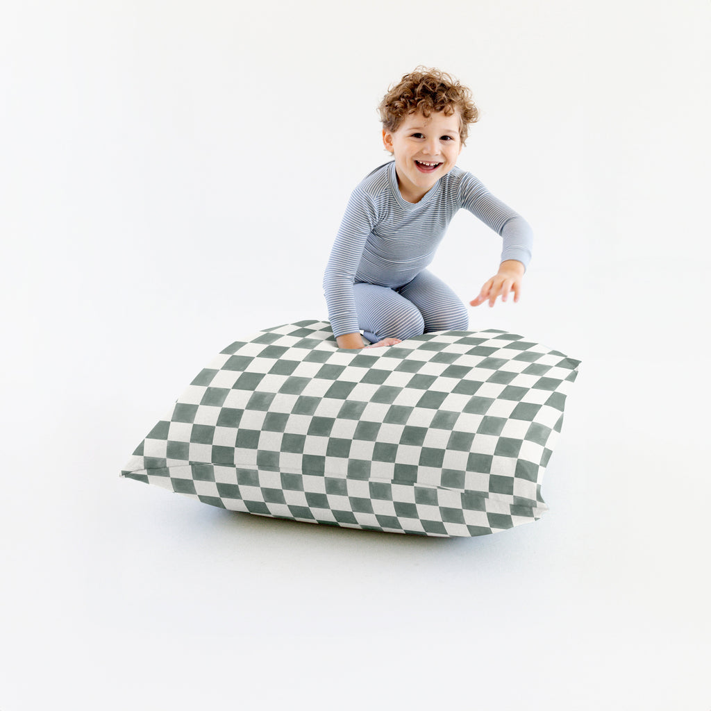 Toki Kids Checker Matcha Bean Bag | Playroom Avenue