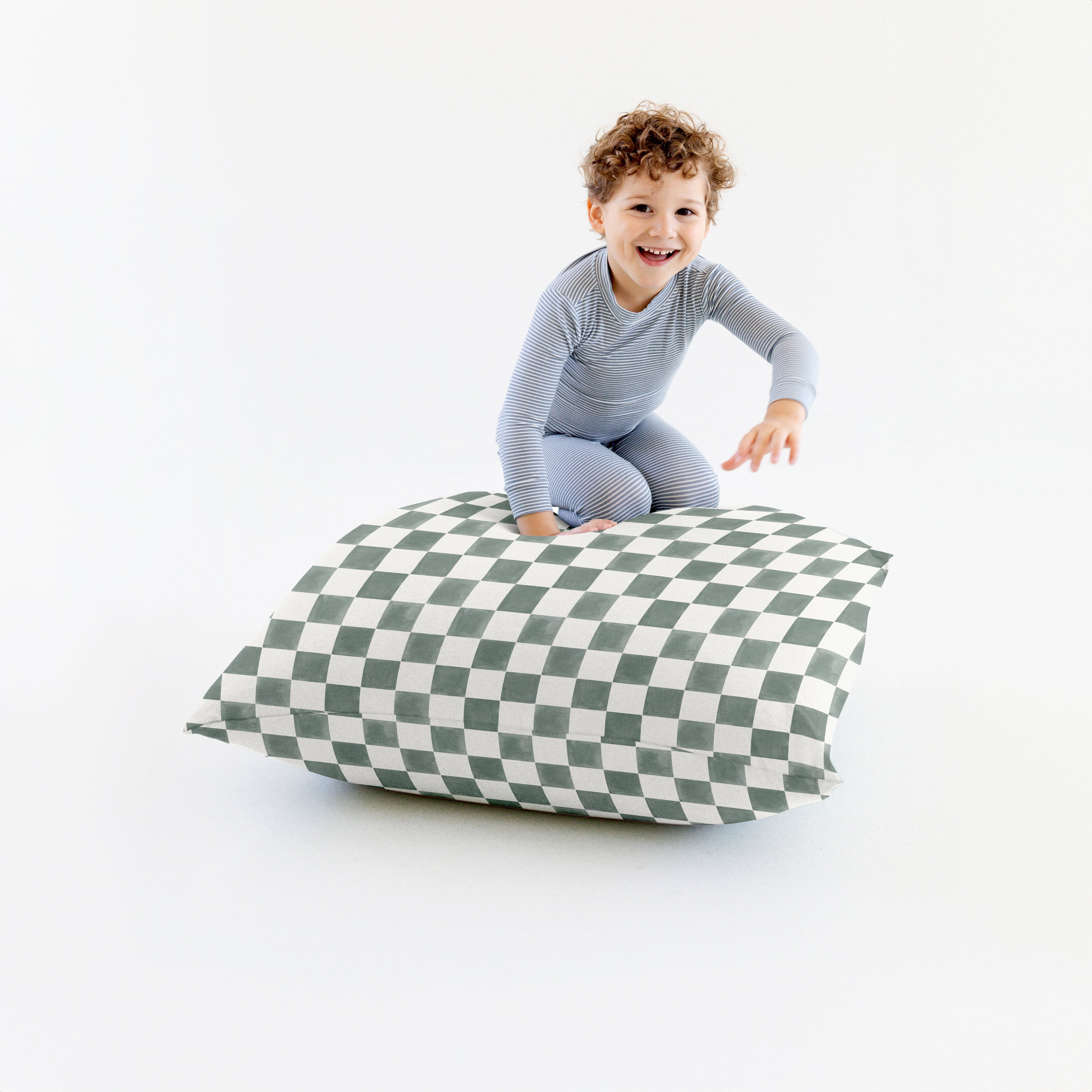 Toki Kids Checker Matcha Bean Bag - Playroom Avenue