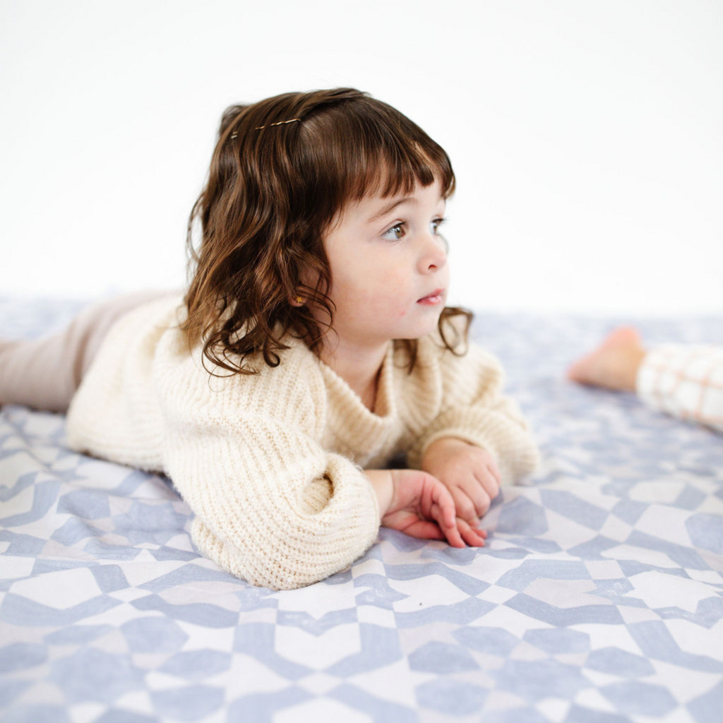 Toki Kids Blue Tile Organic Cotton Mat | Playroom Avenue