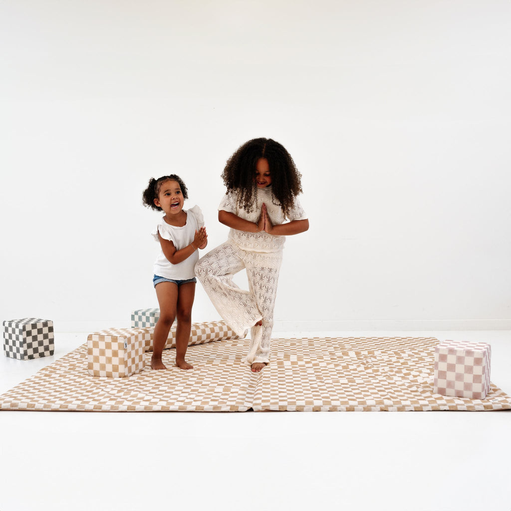 Toki Kids Checker Toffee Organic Cotton Mat | Playroom Avenue