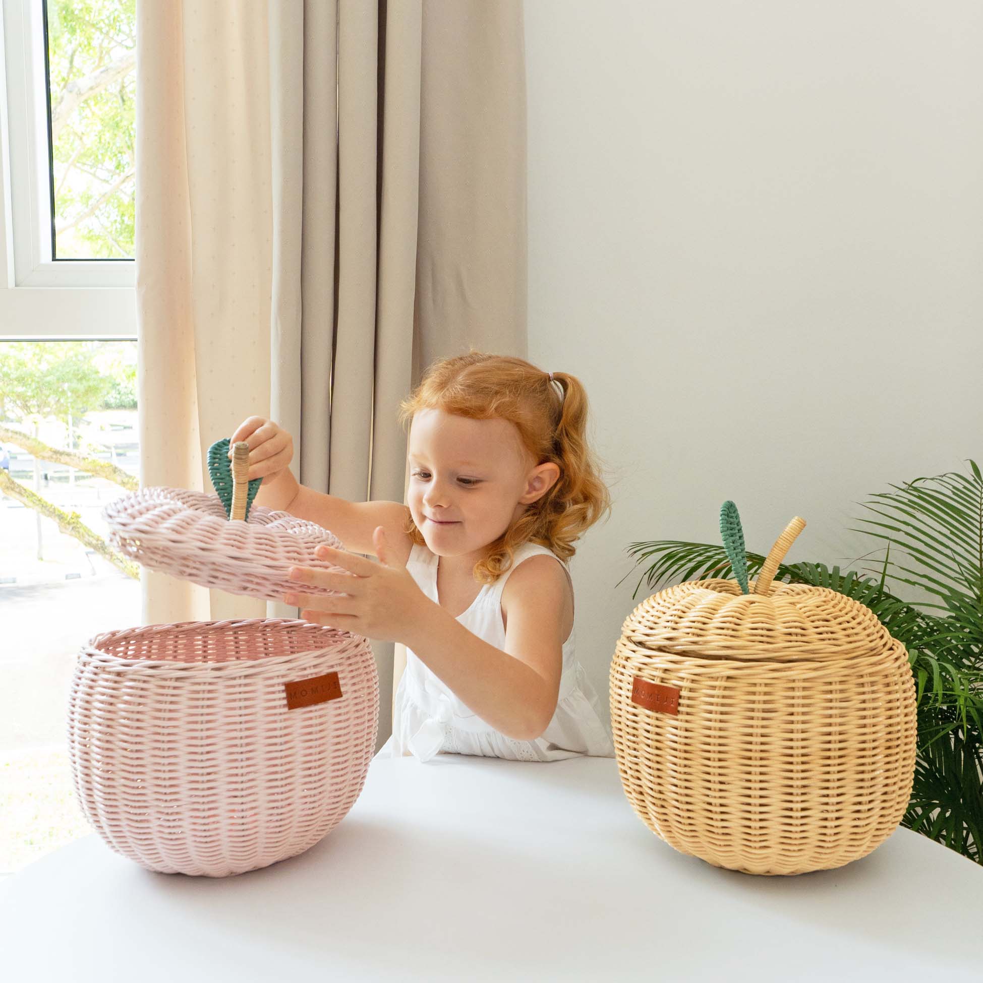 Momiji Apple Storage Basket Small - Pink | Playroom Avenue