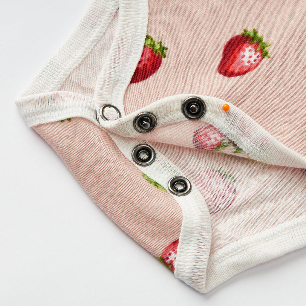 Milkbarn Strawberry Organic Cotton Short Sleeve One Piece | Playroom Avenue