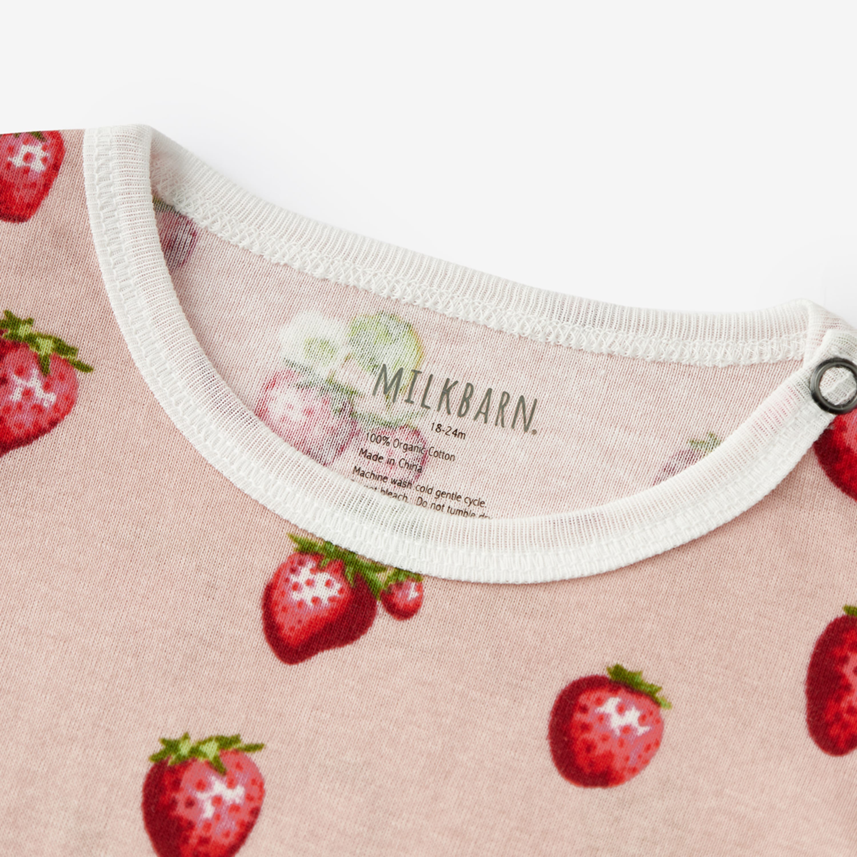 Milkbarn Strawberry Organic Cotton Ruffle One Piece | Playroom Avenue