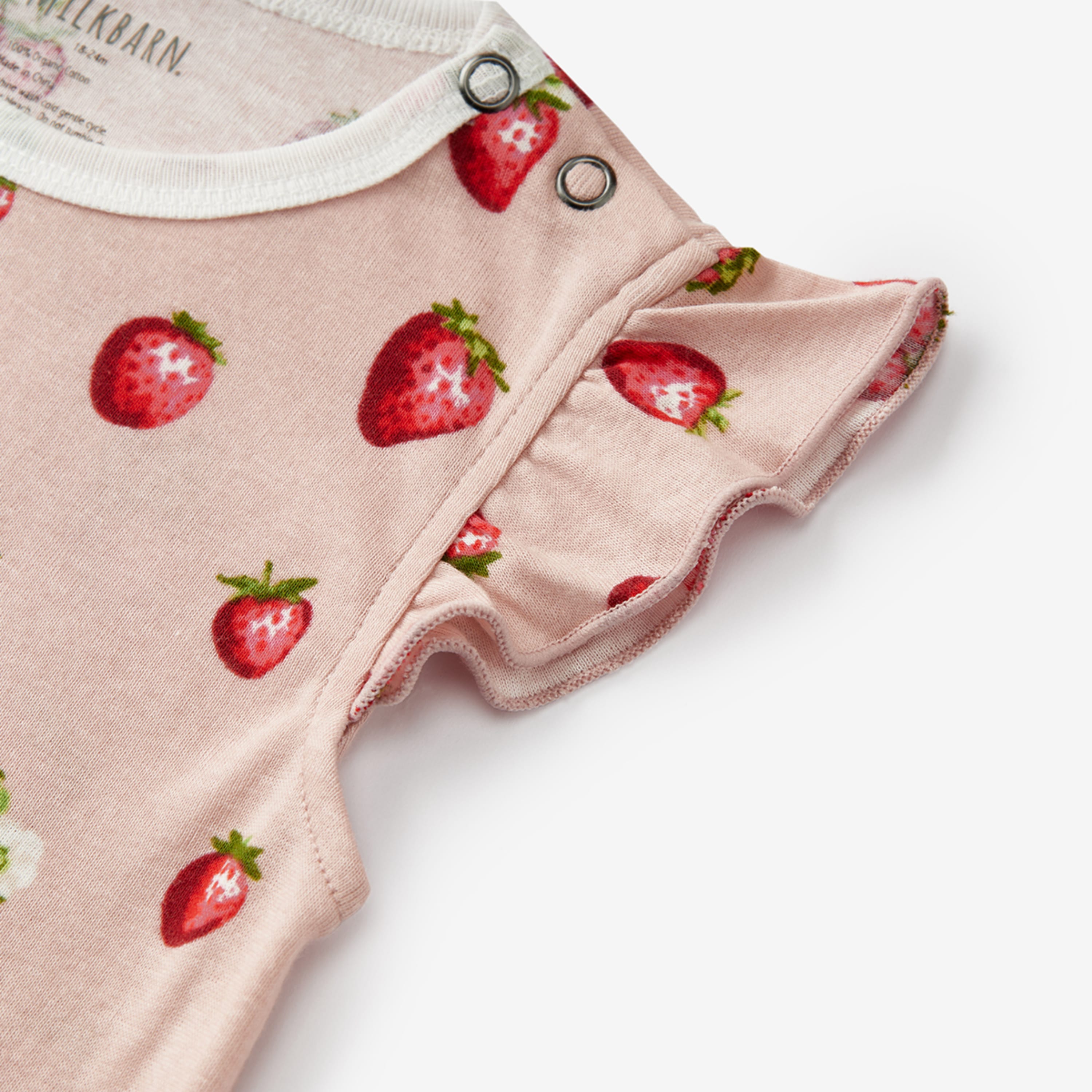 Milkbarn Strawberry Organic Cotton Ruffle One Piece | Playroom Avenue
