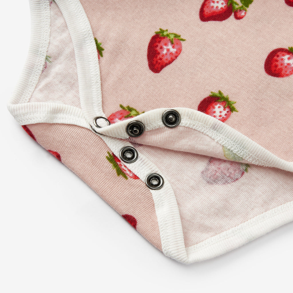 Milkbarn Strawberry Organic Cotton Ruffle One Piece | Playroom Avenue