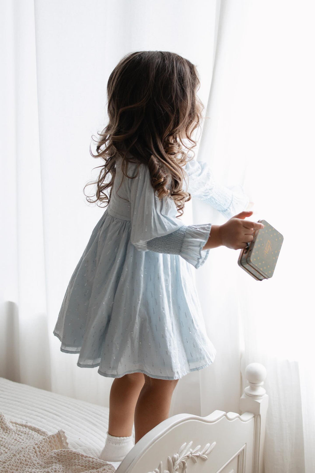 La Petit Lapin Harlow | Cotton Sparkle Dress | Baby Blue | Playroom Avenue