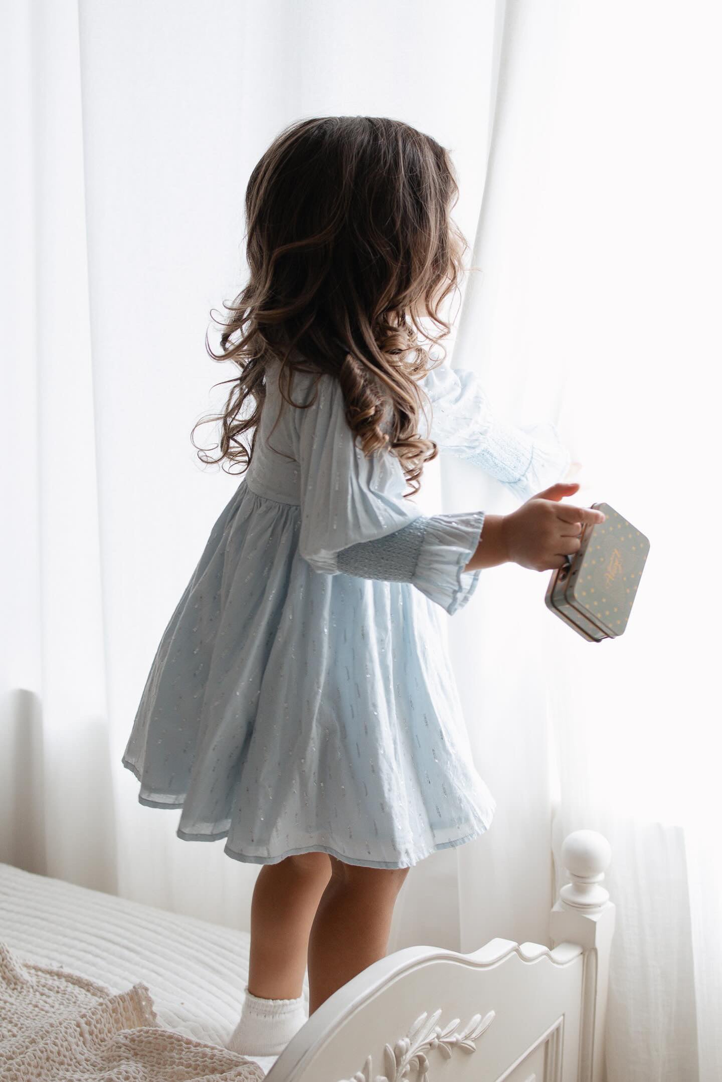 La Petit Lapin Harlow | Cotton Sparkle Dress | Baby Blue | Playroom Avenue
