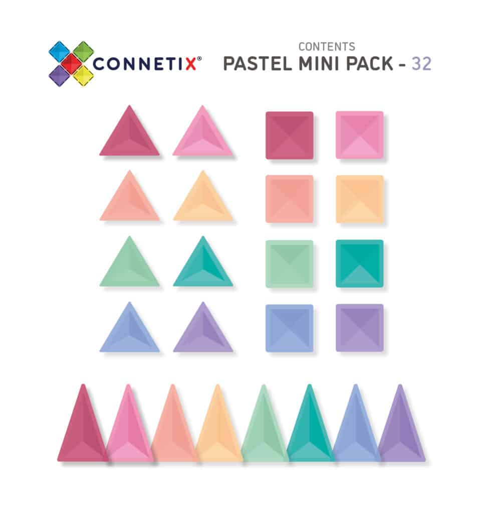 Connetix Magnetic Tiles | Pastel Mini Pack (32 pcs) | Playroom Avenue