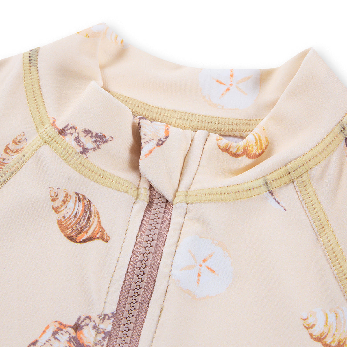 Milkbarn Seashells Zipper Short Sleeve Shortall Swimsuit | Playroom Avenue