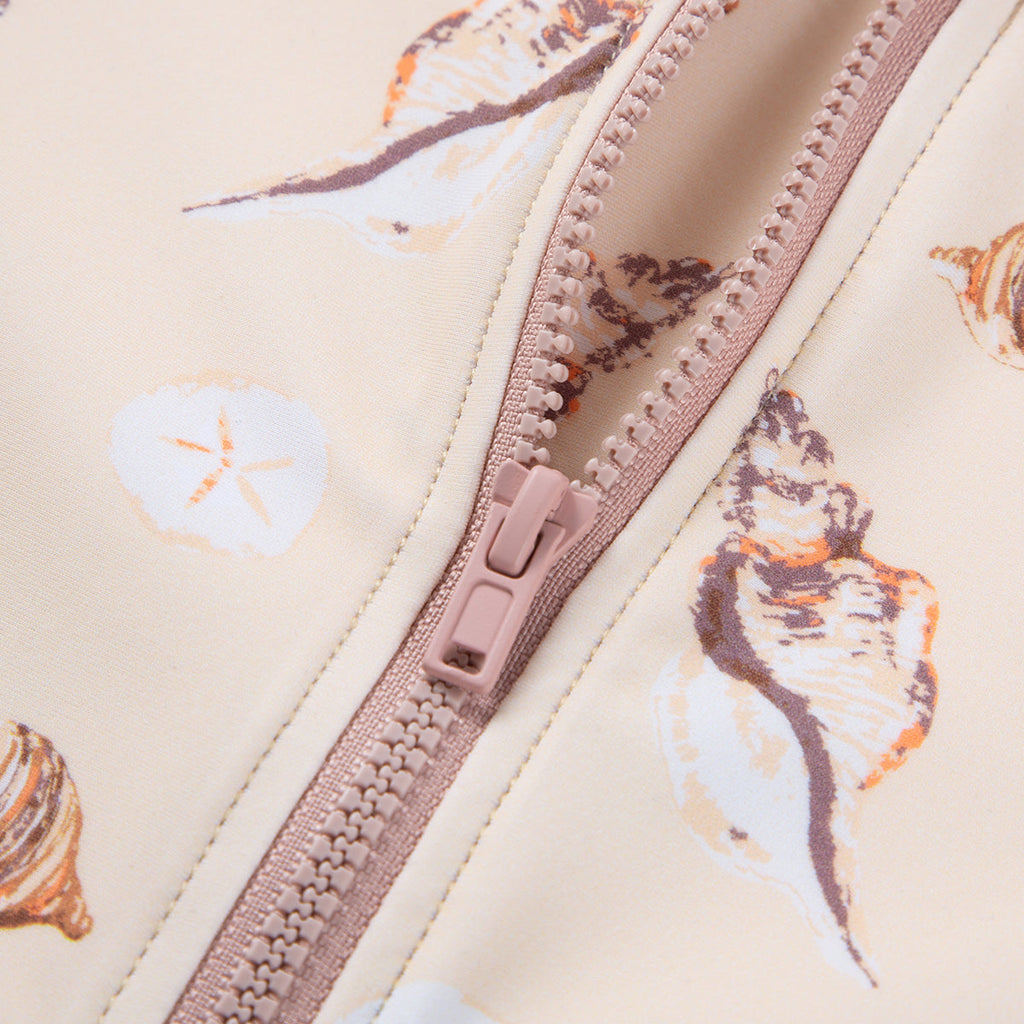 Milkbarn Seashells Zipper Short Sleeve Shortall Swimsuit | Playroom Avenue