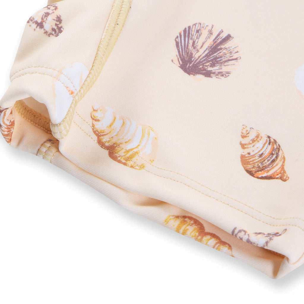 Milkbarn Seashells Zipper Short Sleeve Shortall Swimsuit | Playroom Avenue