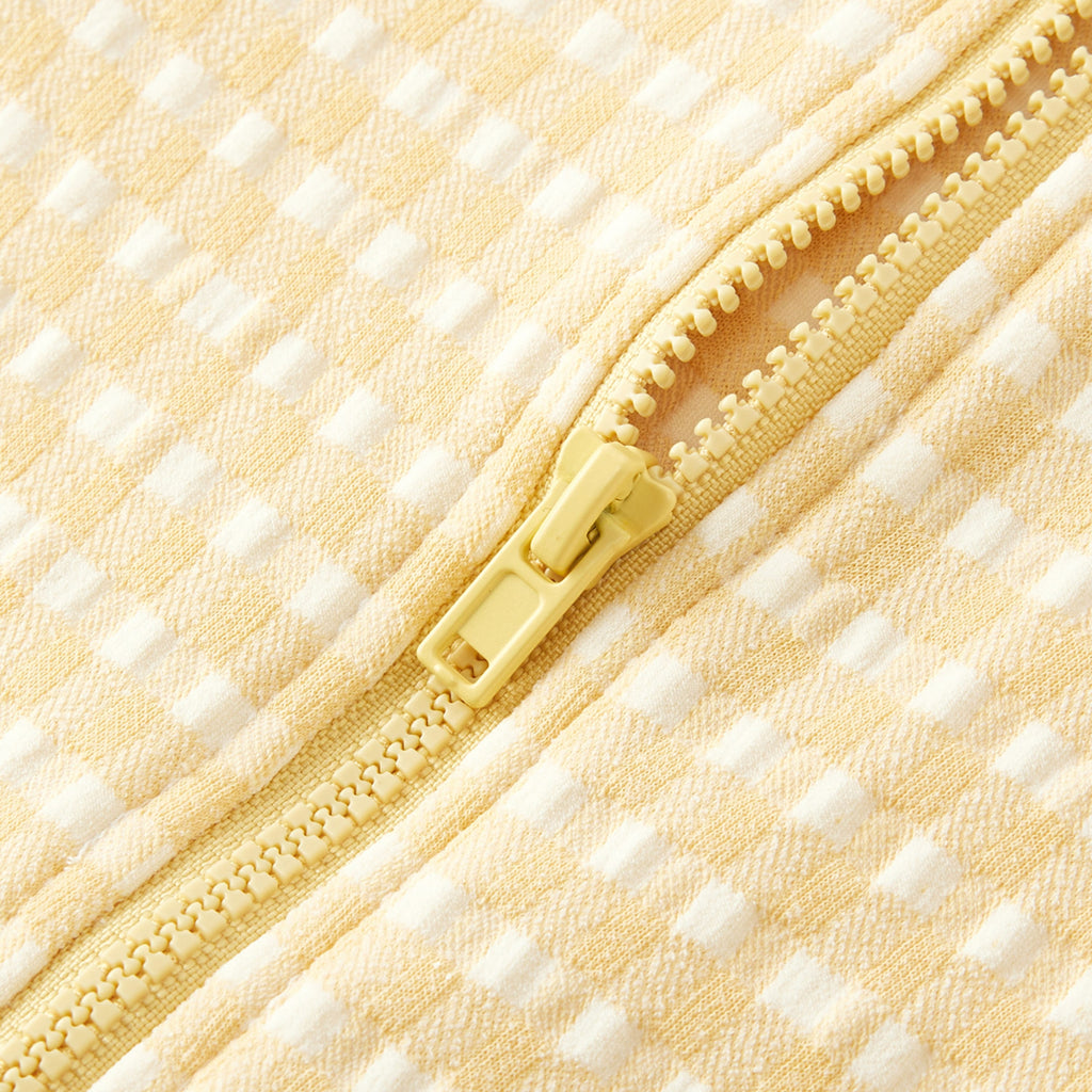 Milkbarn Yellow Gingham Zipper Shortall Swimsuit | Playroom Avenue