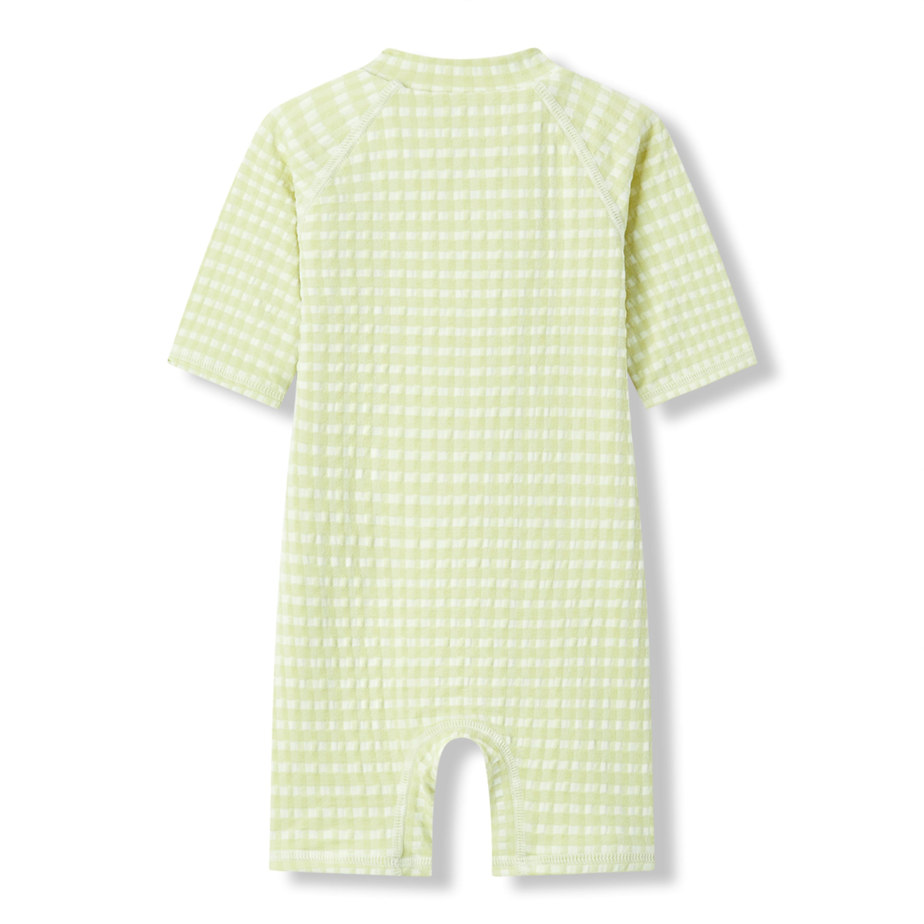 Milkbarn Green Gingham Zipper Shortall Swimsuit | Playroom Avenue