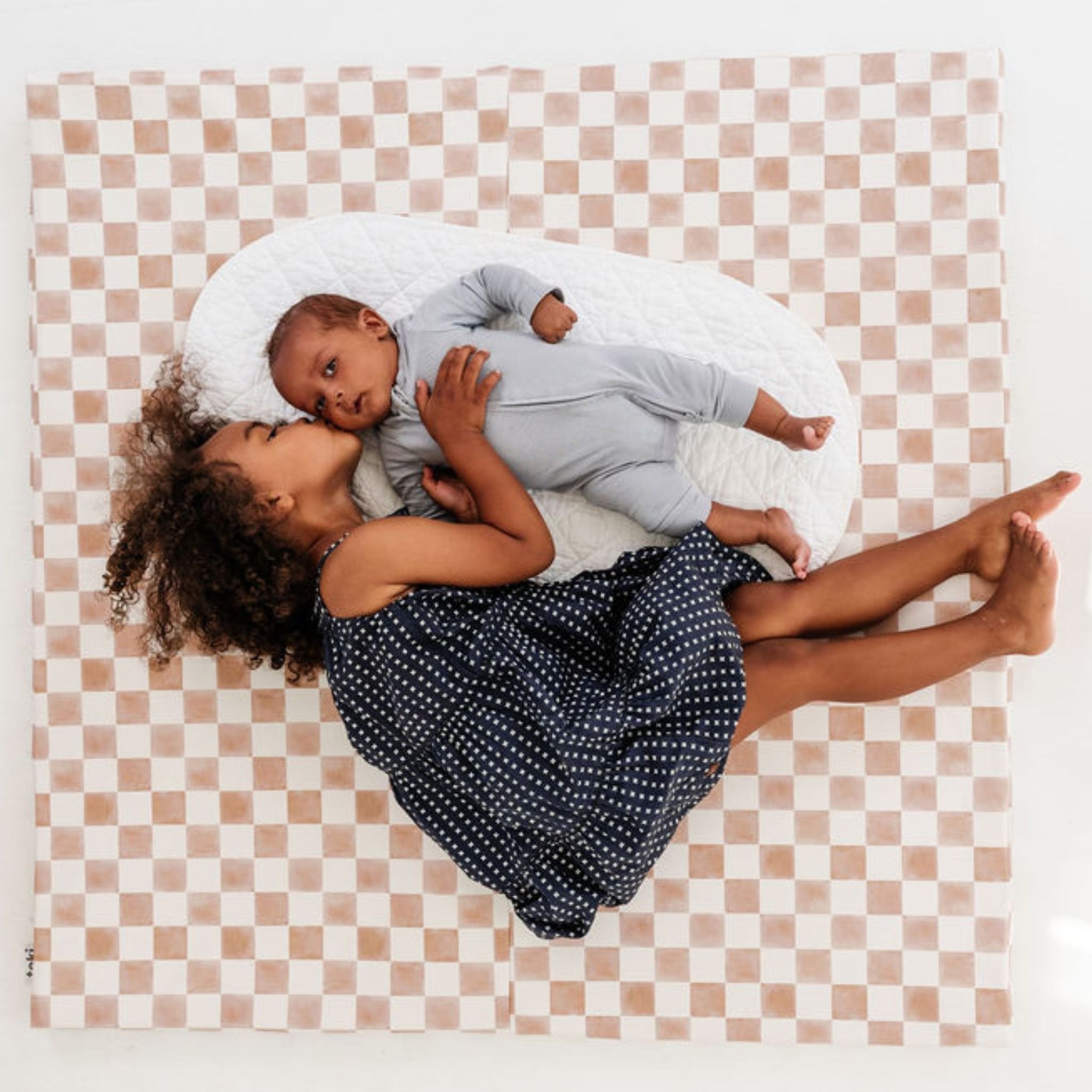 Toki Kids Checker Toffee Vegan Leather Mat | Playroom Avenue
