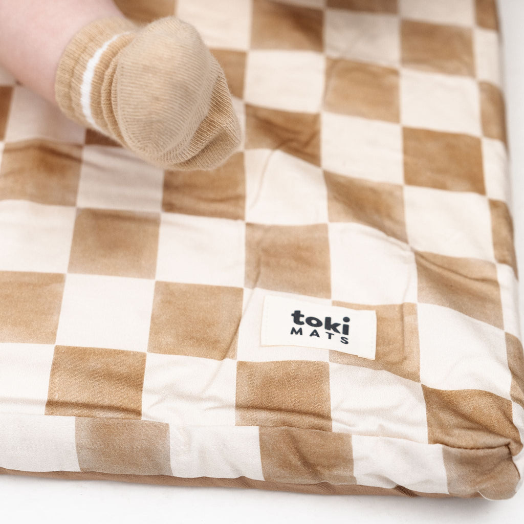 Toki Kids Checker Toffee Organic Cotton Mat | Playroom Avenue