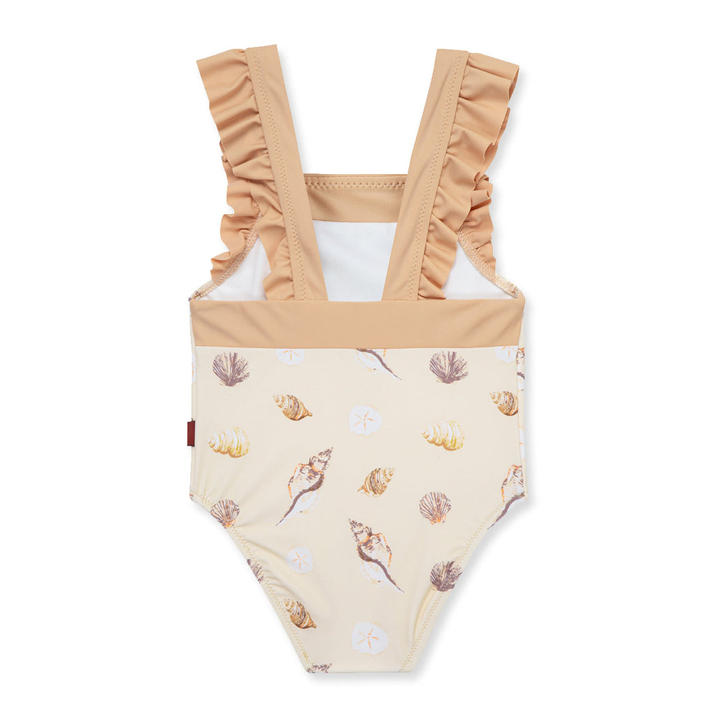 Milkbarn Seashells Ruffle Square Neck Swimsuit | Playroom Avenue