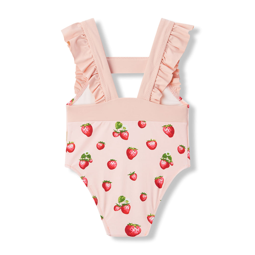 Milkbarn Strawberry Ruffle Square Neck Swimsuit | Playroom Avenue
