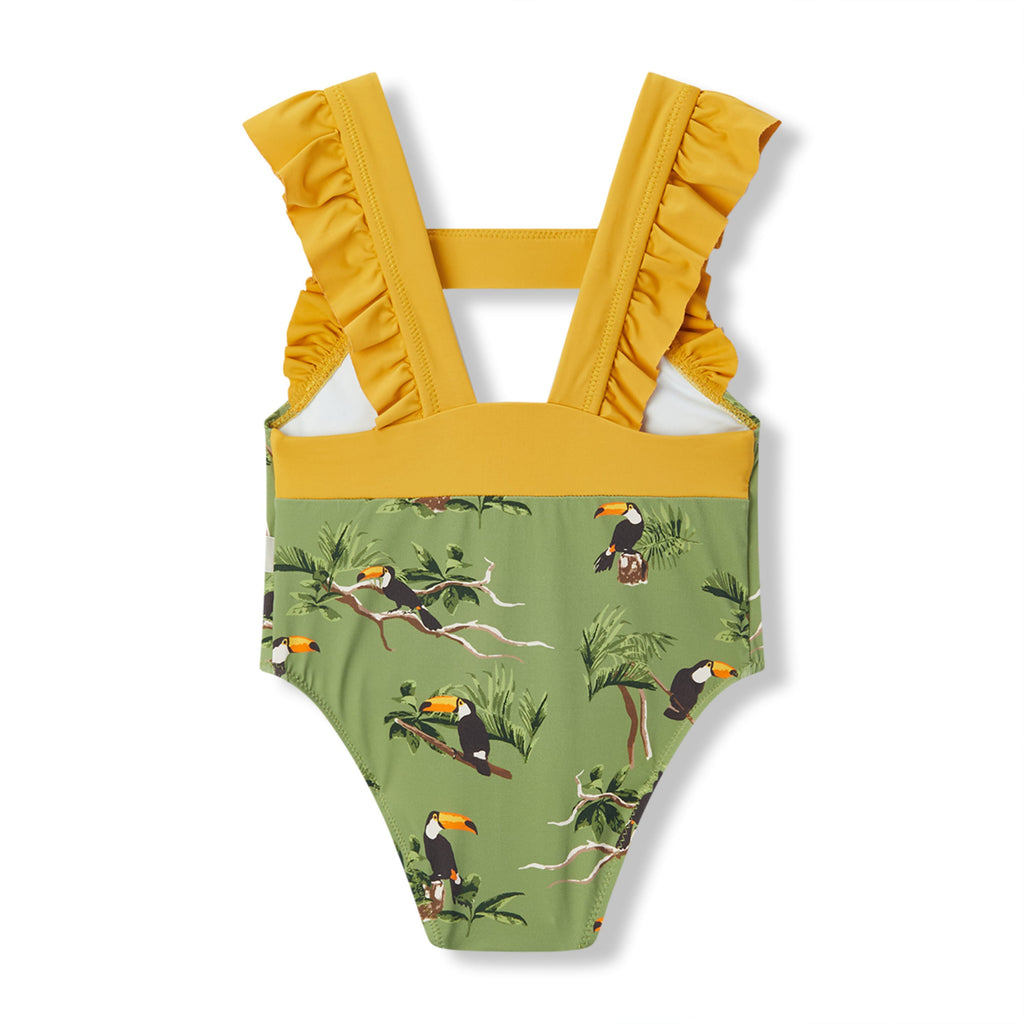 Milkbarn Toucan Ruffle Square Neck Swimsuit | Playroom Avenue