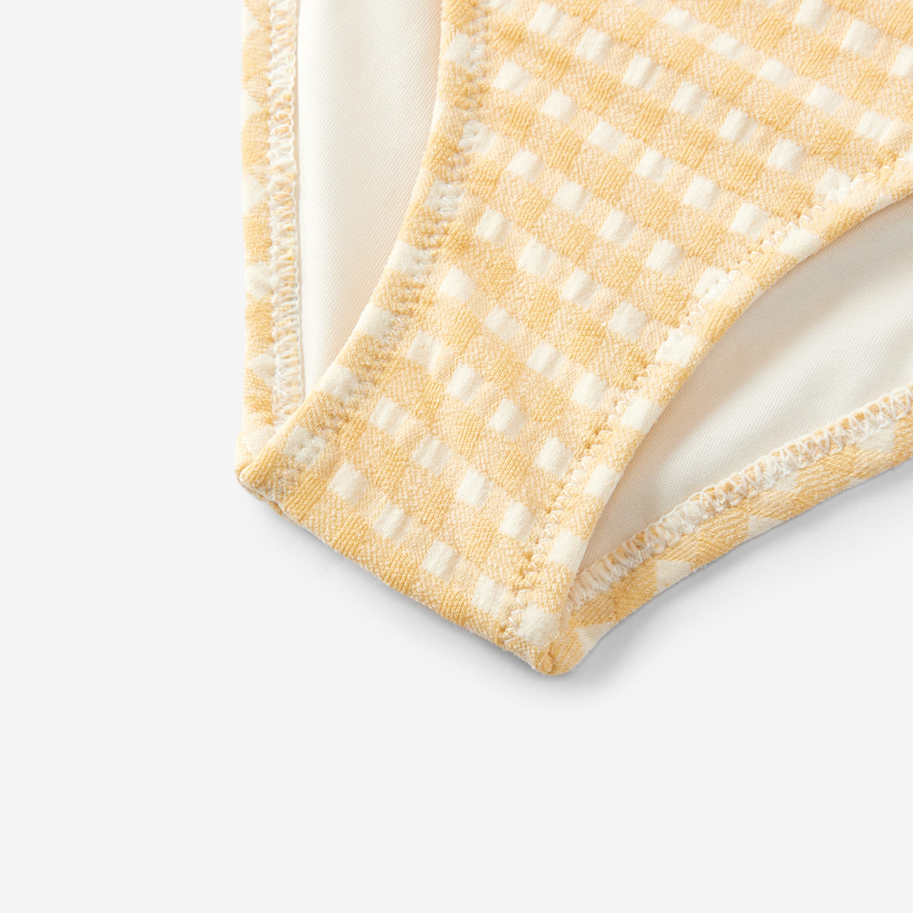 Milkbarn Yellow Gingham Ruffle Square Neck Swimsuit | Playroom Avenue