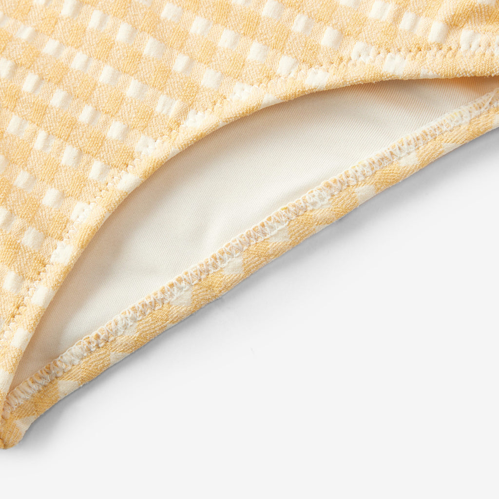 Milkbarn Yellow Gingham Ruffle Square Neck Swimsuit | Playroom Avenue