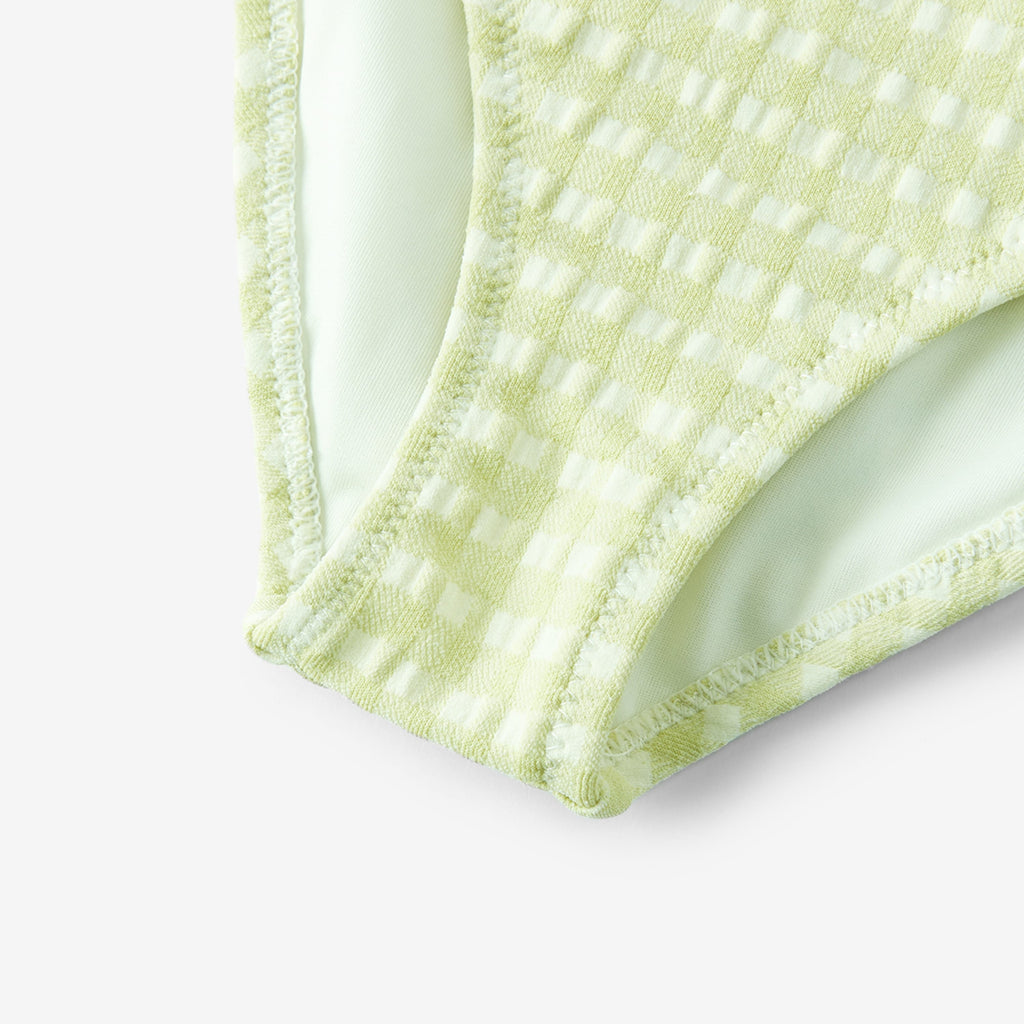 Milkbarn Green Gingham Ruffle Square Neck Swimsuit | Playroom Avenue