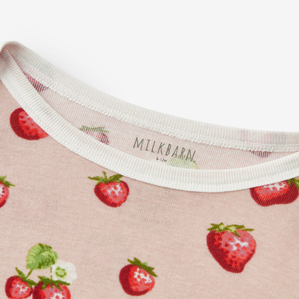 Milkbarn Strawberry Organic Cotton Long Sleeve One Piece | Playroom Avenue