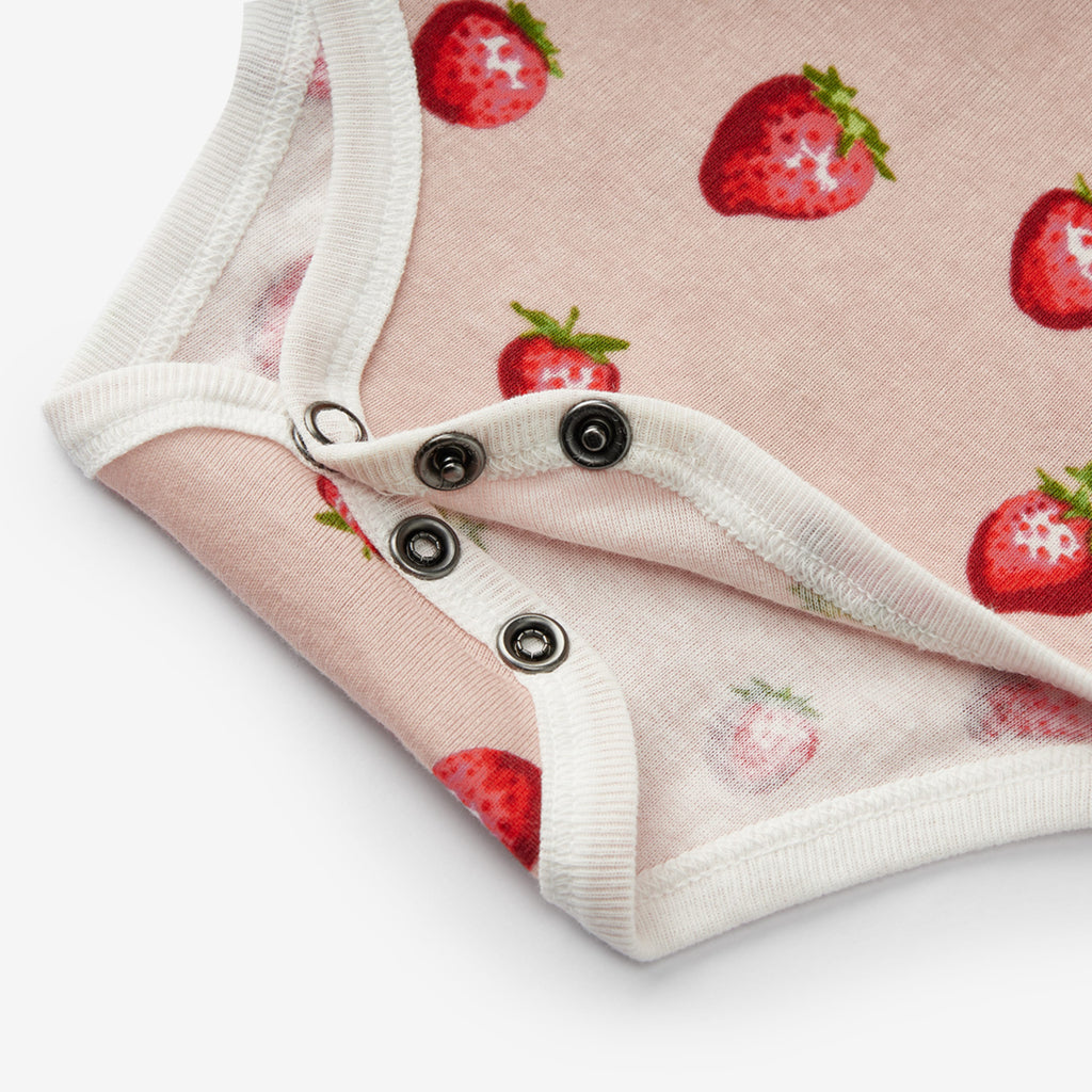 Milkbarn Strawberry Organic Cotton Long Sleeve One Piece | Playroom Avenue