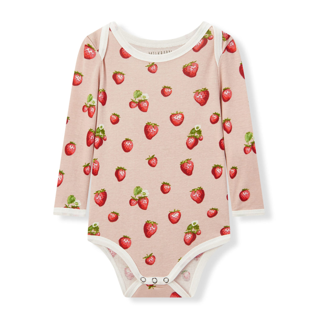 Milkbarn Strawberry Organic Cotton Long Sleeve One Piece | Playroom Avenue