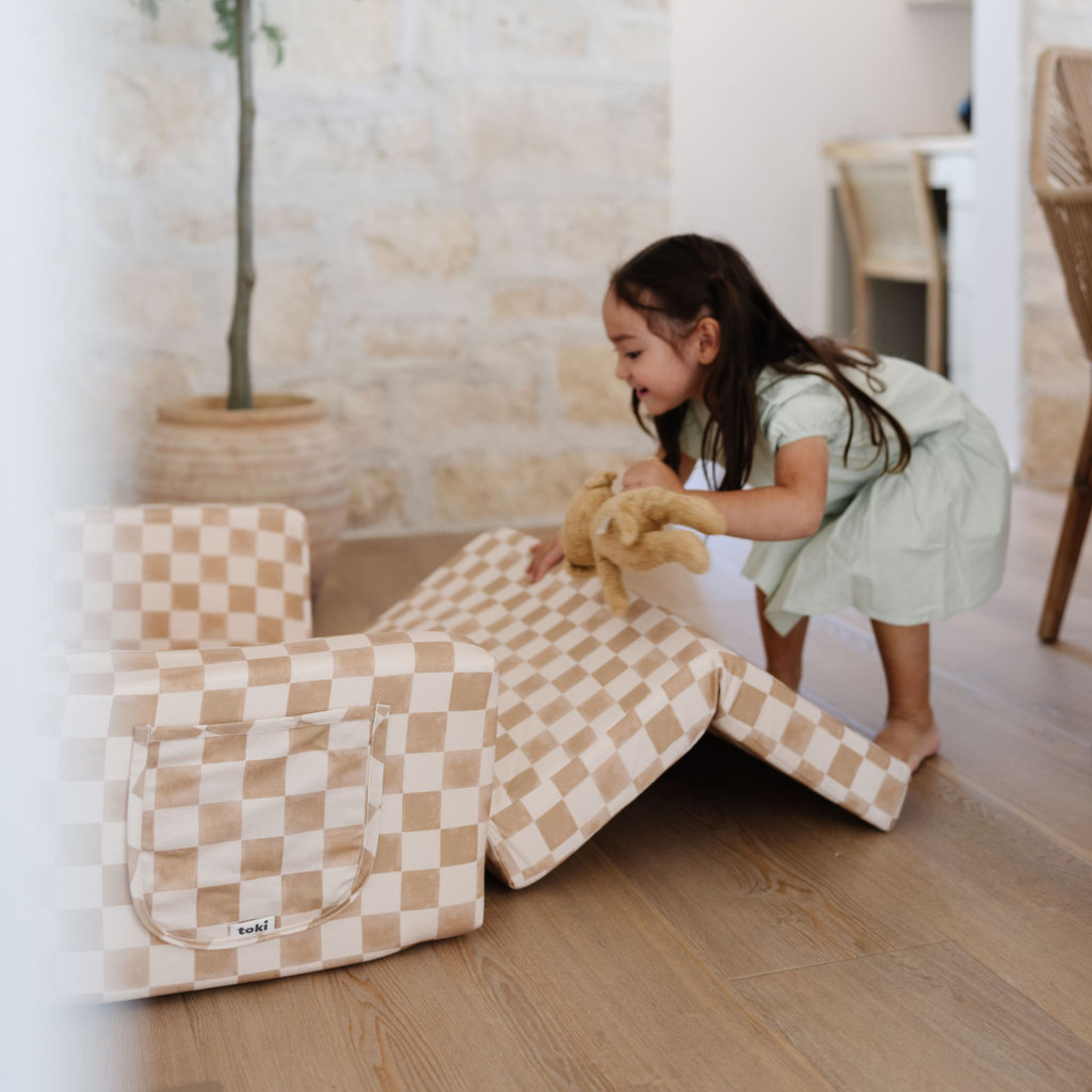 Toki Kids Checker Toffee Play Couch - Playroom Avenue