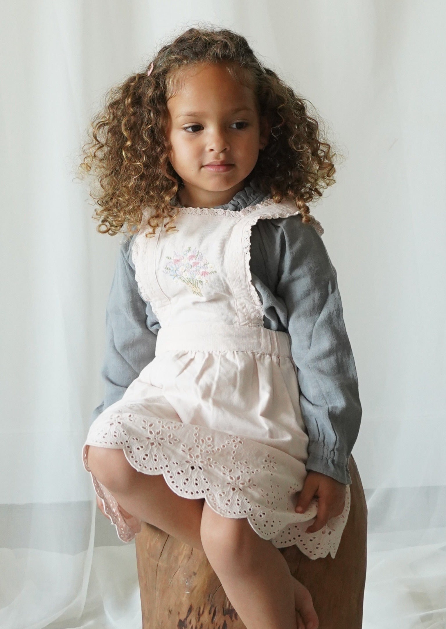 La Petit Lapin Elea | Corduroy Cotton Anglaise Dress | Primrose | Playroom Avenue