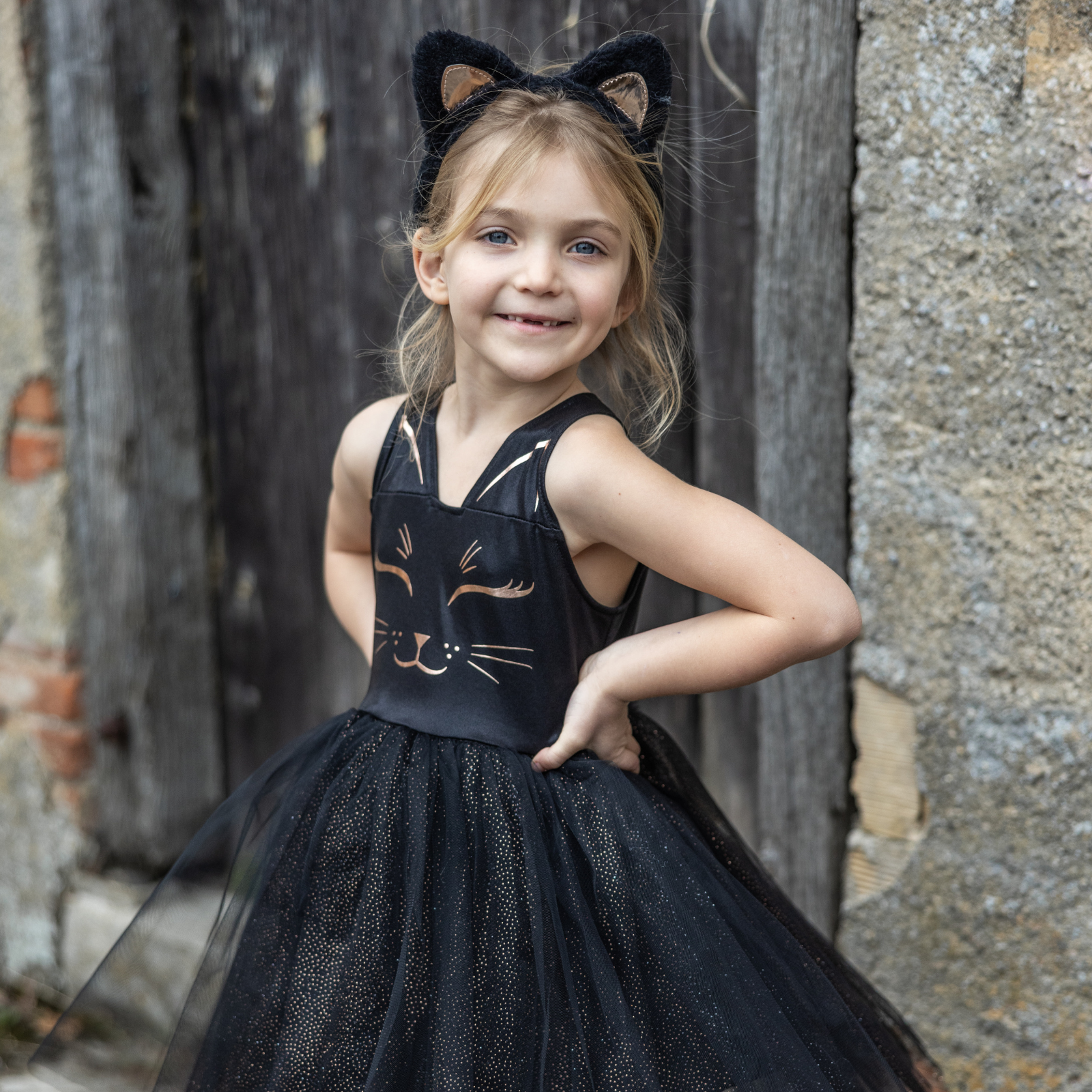Great Pretenders Black Cat Dress & Headpiece Size 5-6 | Playroom Avenue