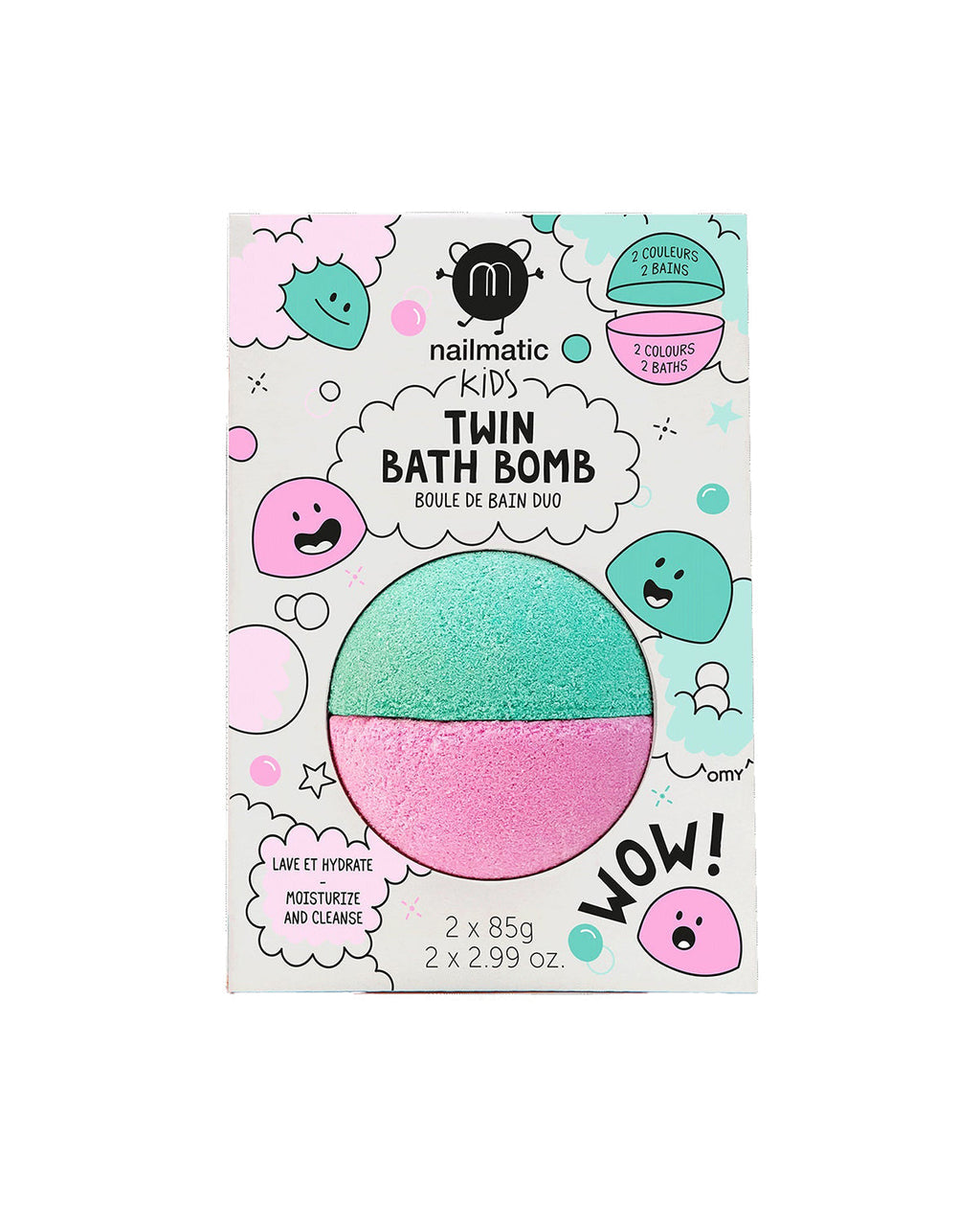 Nailmatic Bath Bomb for Kids DUOS Pink and Lagoon Green | Playroom Avenue