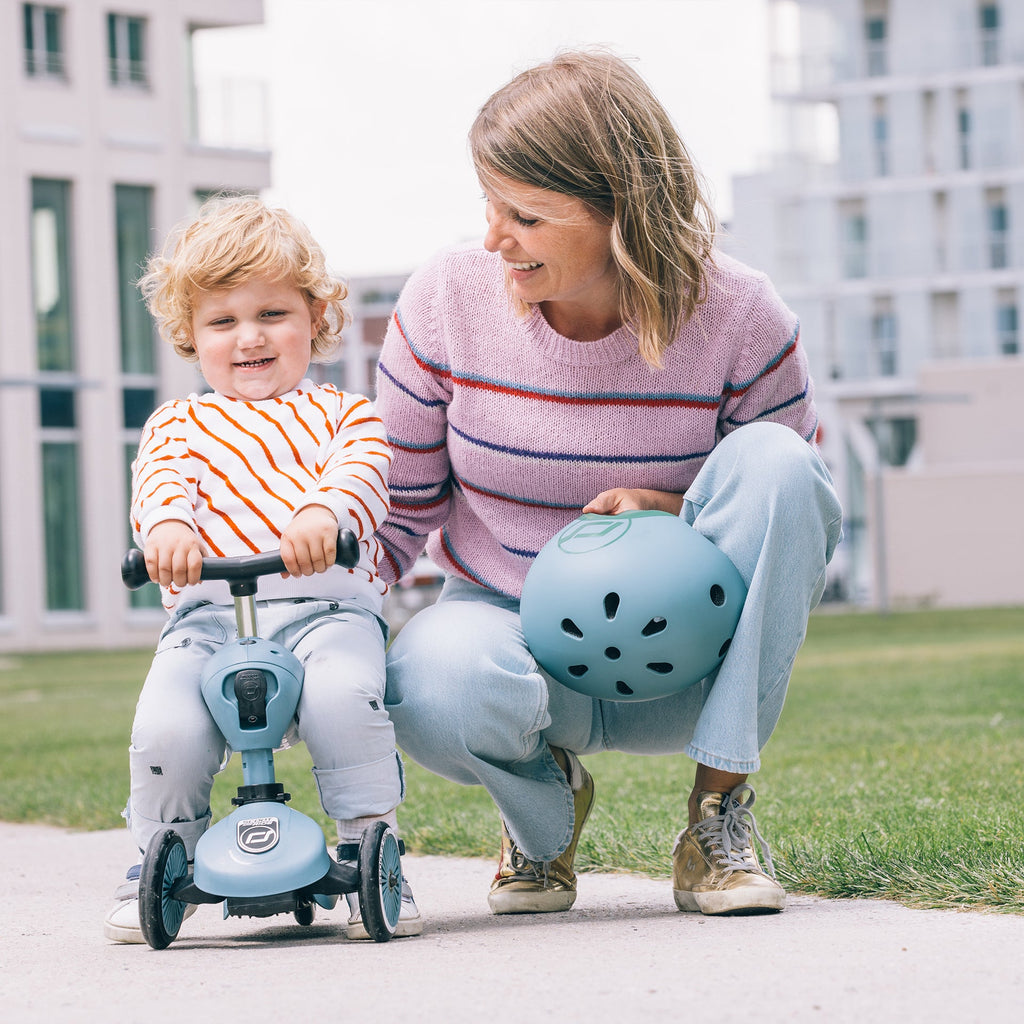 Scoot and Ride Baby Helmet in Steel – XXS Size for 1-3 Year Old | Playroom Avenue