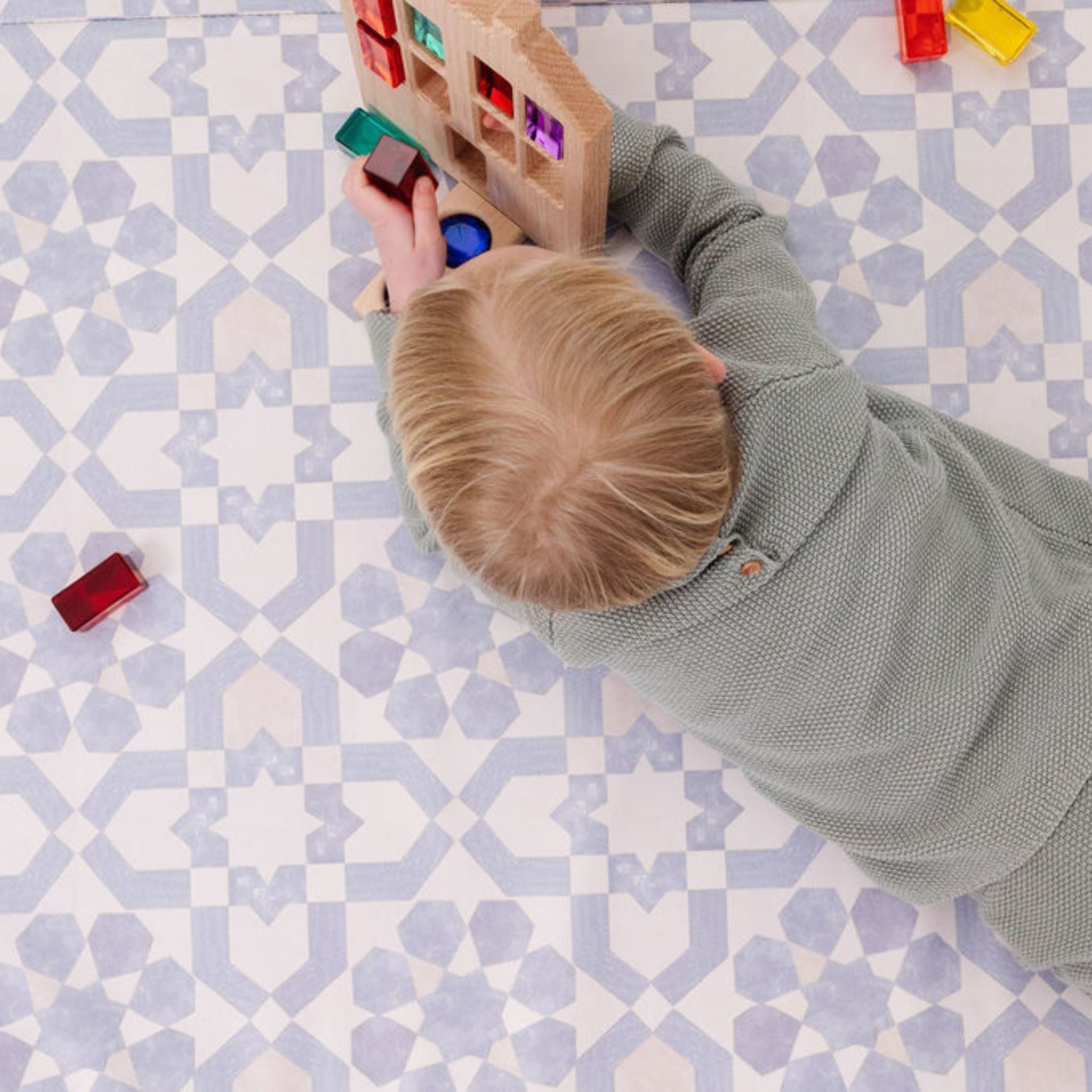 Toki Kids Blue Tile Vegan Leather Mat - Playroom Avenue