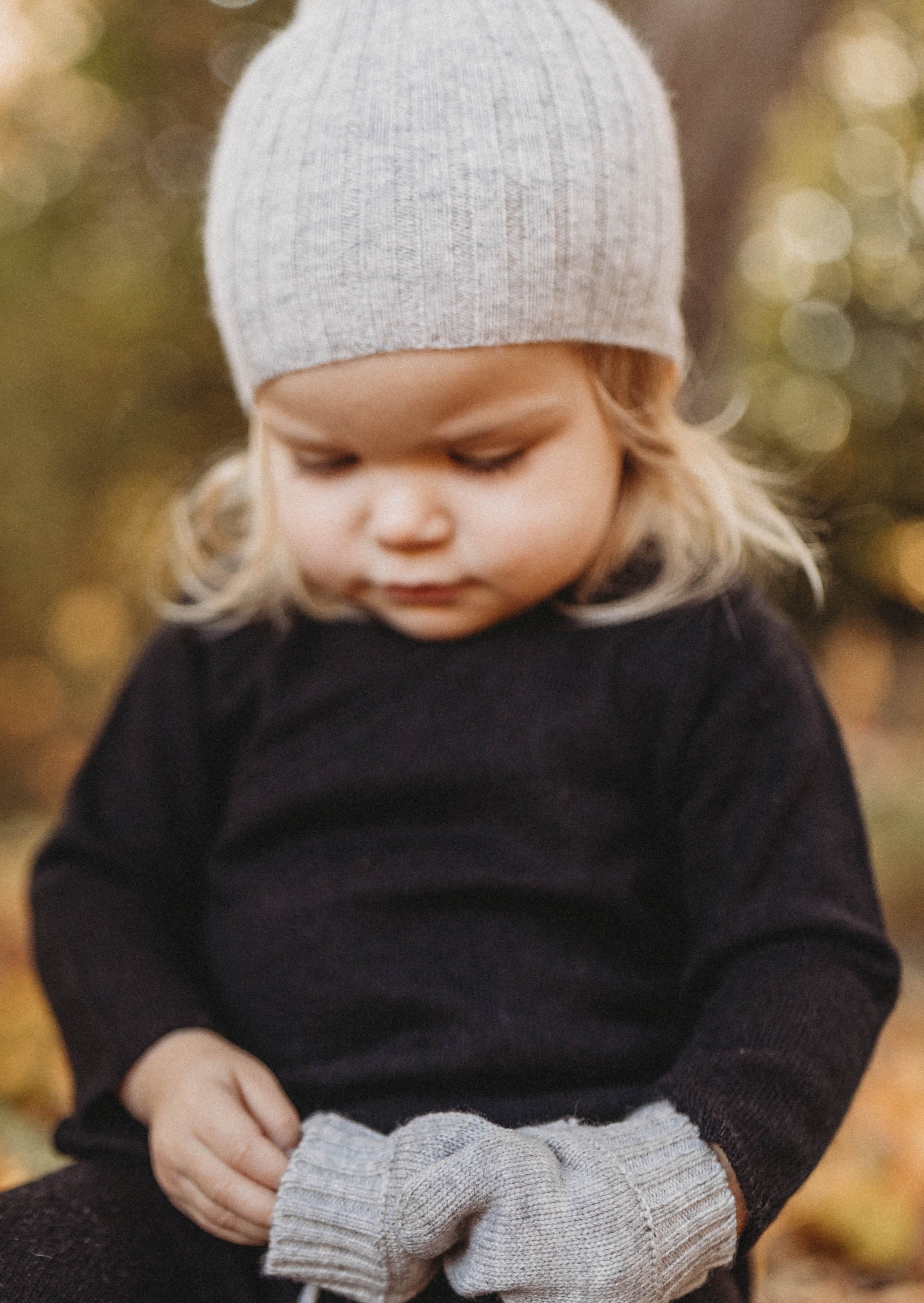 La Petit Lapin Cashmere Rib Beanie | Grey Merle | Playroom Avenue