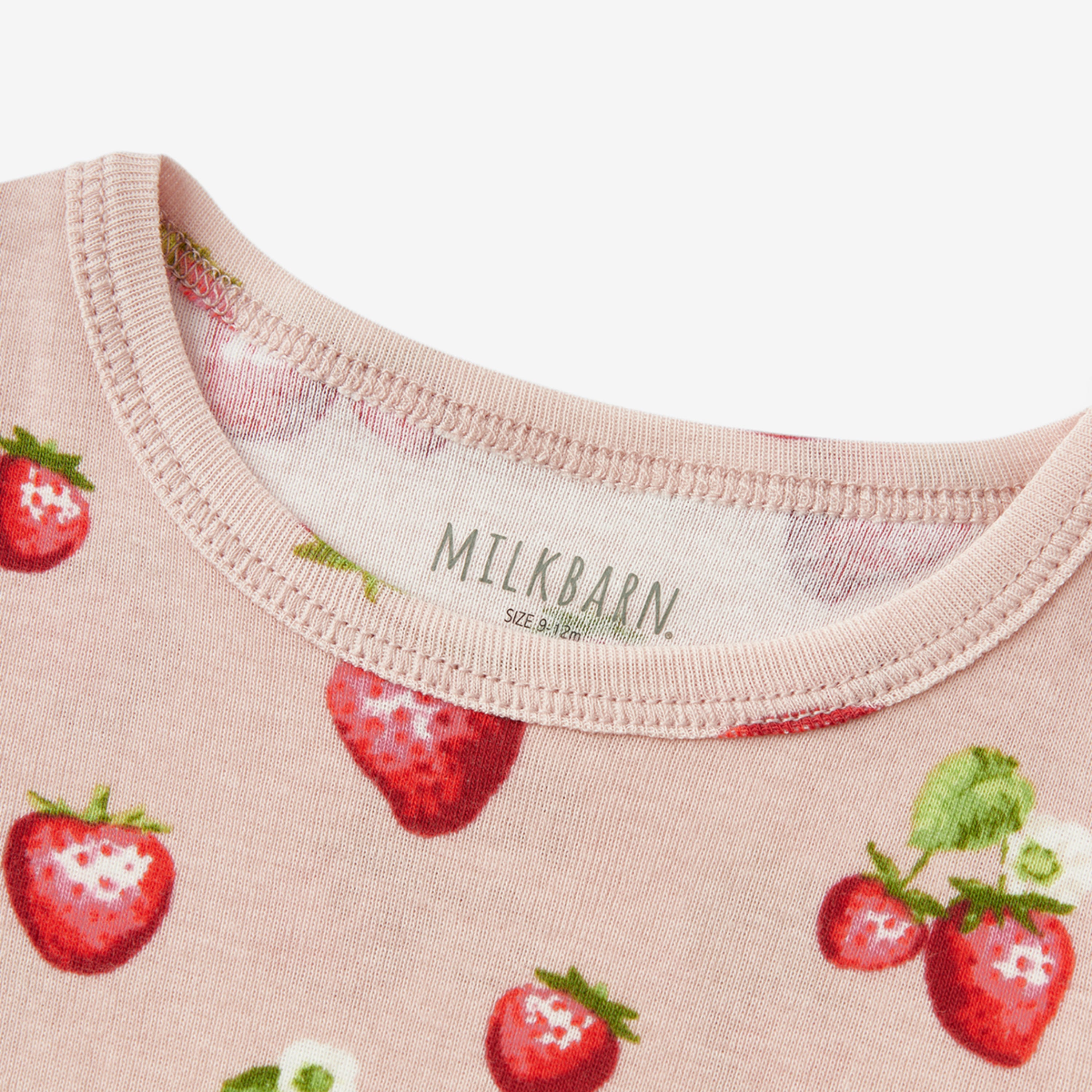 Milkbarn Strawberry Organic Cotton Long Sleeve Two Piece Pajama Set | Playroom Avenue